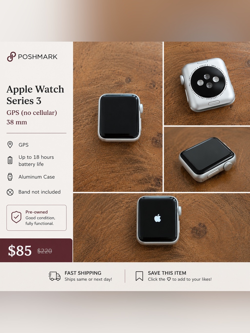 Apple Watch Series 3 - GPS (no cellular) - 38 mm